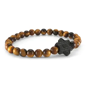 Star of David Tiger Eye Beaded Bracelet