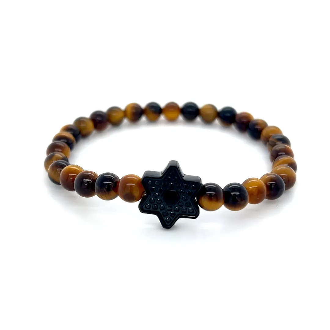 Star of David Tiger Eye Beaded Bracelet