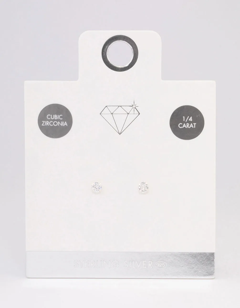 Sterling Silver Cubic Zirconia Crystal Stud Earrings