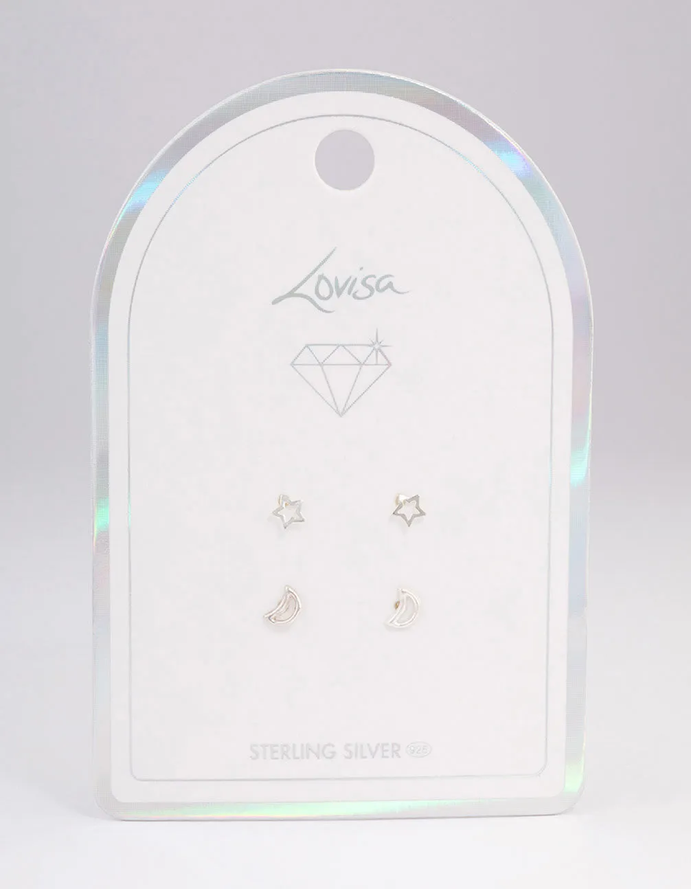 Sterling Silver Cut Out Moon & Star Earring Pack