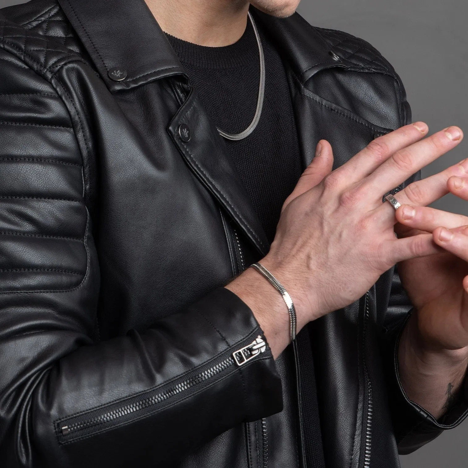 The Herringbone Bracelet 6mm - Silver RG357