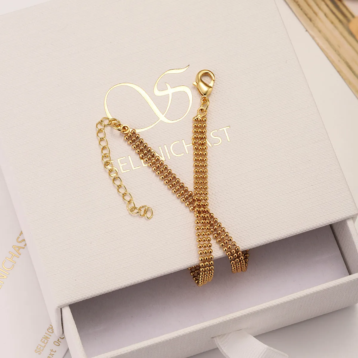 Three Columns Round Beads Link Chain Necklace