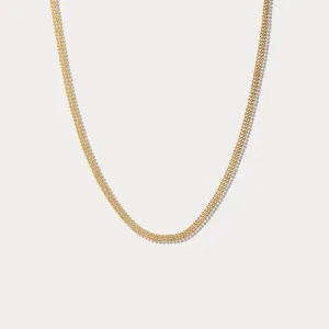 Three Columns Round Beads Link Chain Necklace