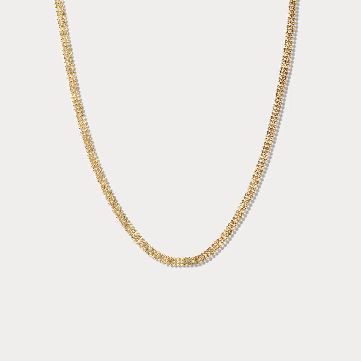 Three Columns Round Beads Link Chain Necklace