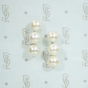 Three Pearl Half Hoop Earrings in White Gold