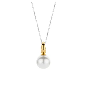 Ti Sento Milano Two-Tone Solitaire Pearl Enhancer Pendants 6805PW