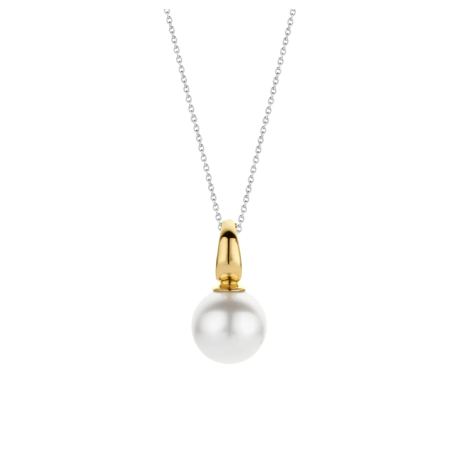 Ti Sento Milano Two-Tone Solitaire Pearl Enhancer Pendants 6805PW
