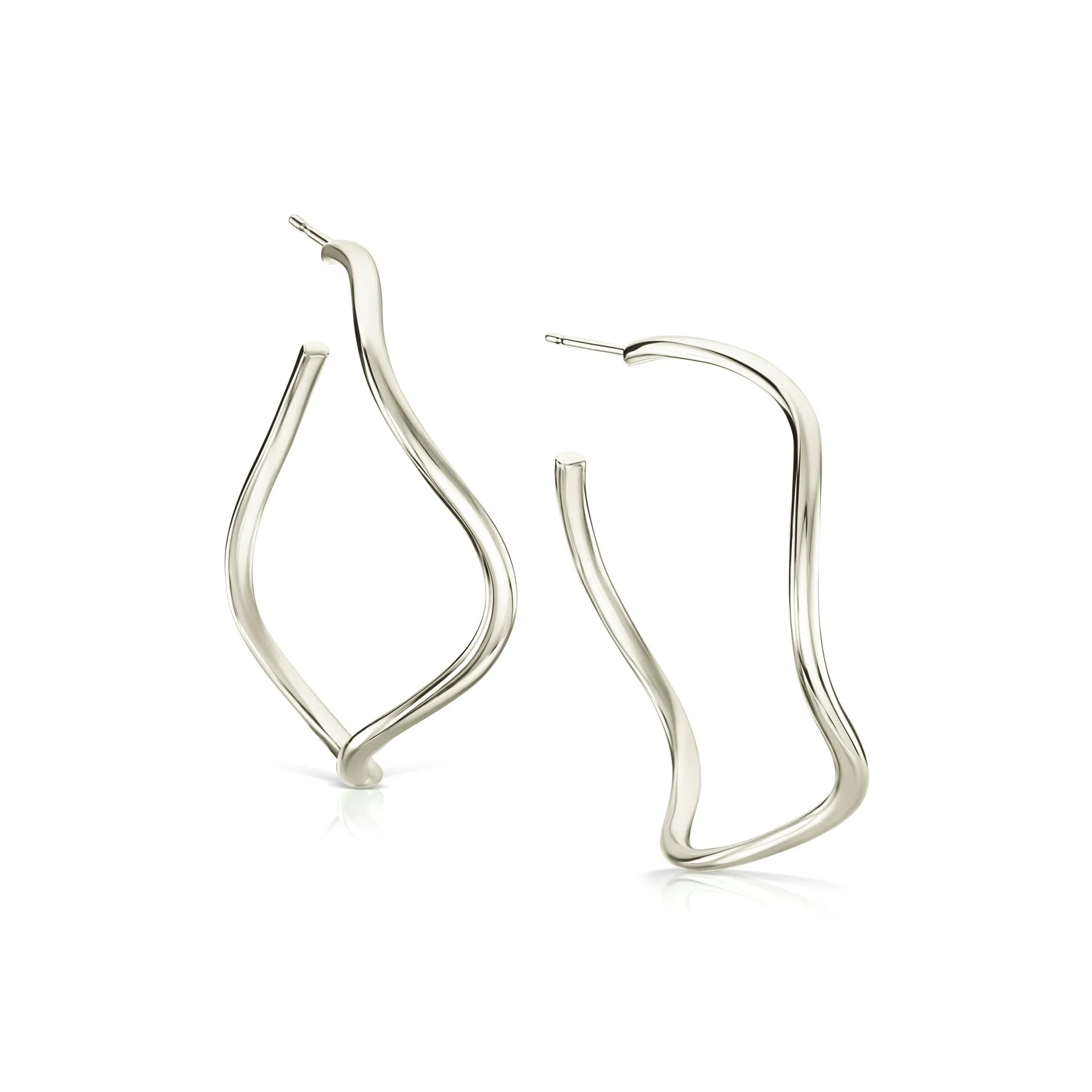 Tidal Large Hoop Earrings in 9ct White Gold