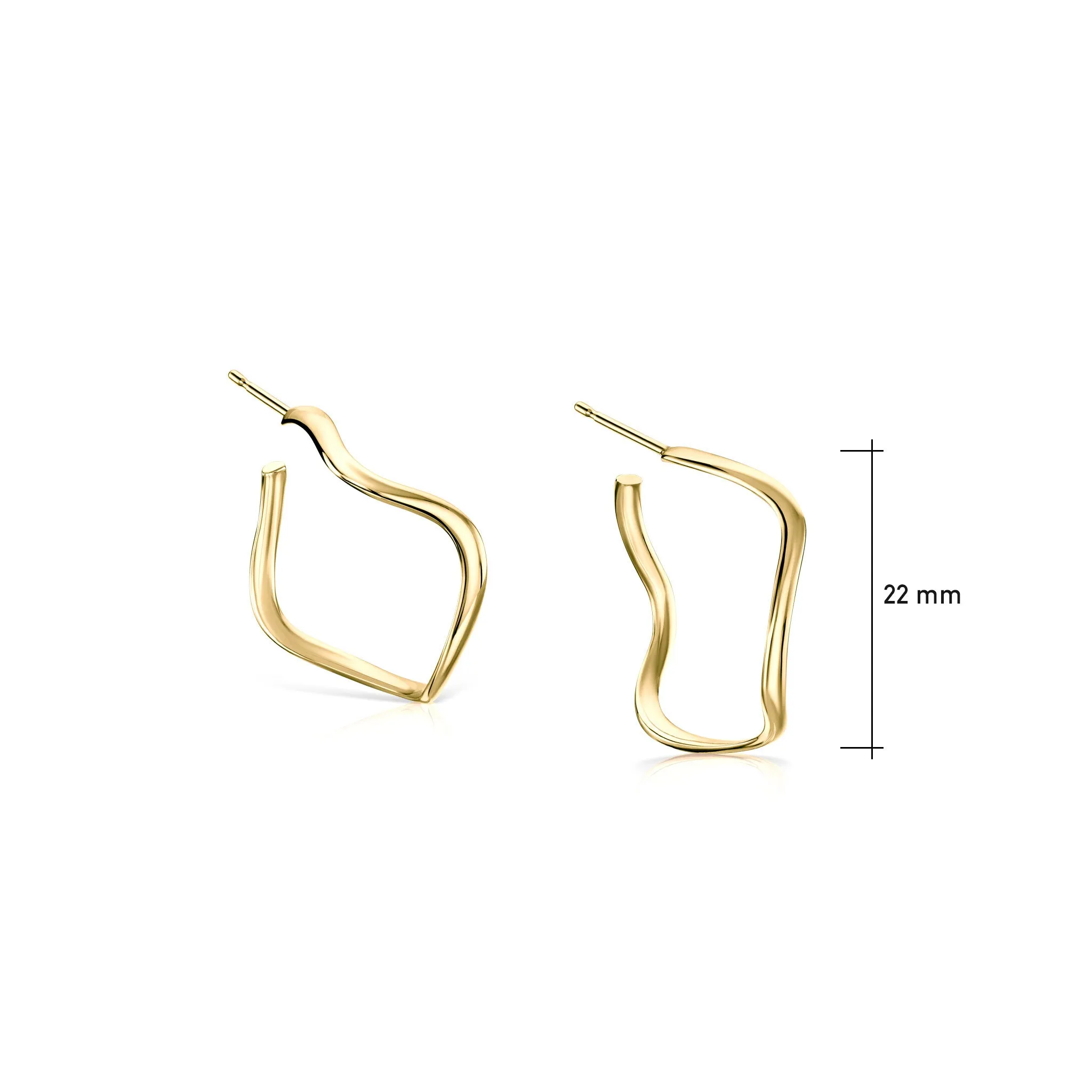 Tidal Small Hoop Earrings in 9ct Yellow Gold