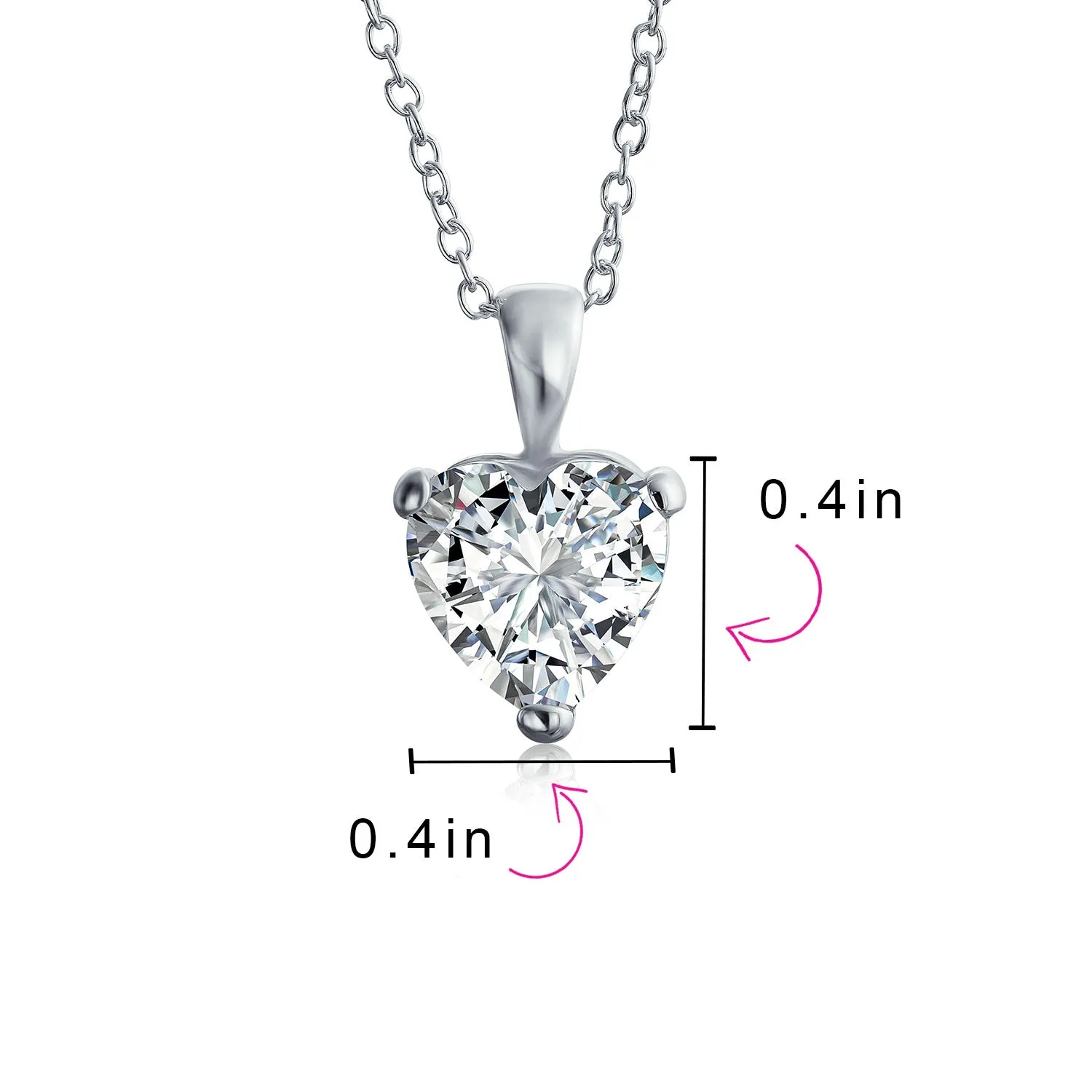 Timeless Elegance Red Pink Heart-Shaped Bridal Necklace - Sterling Silver CZ