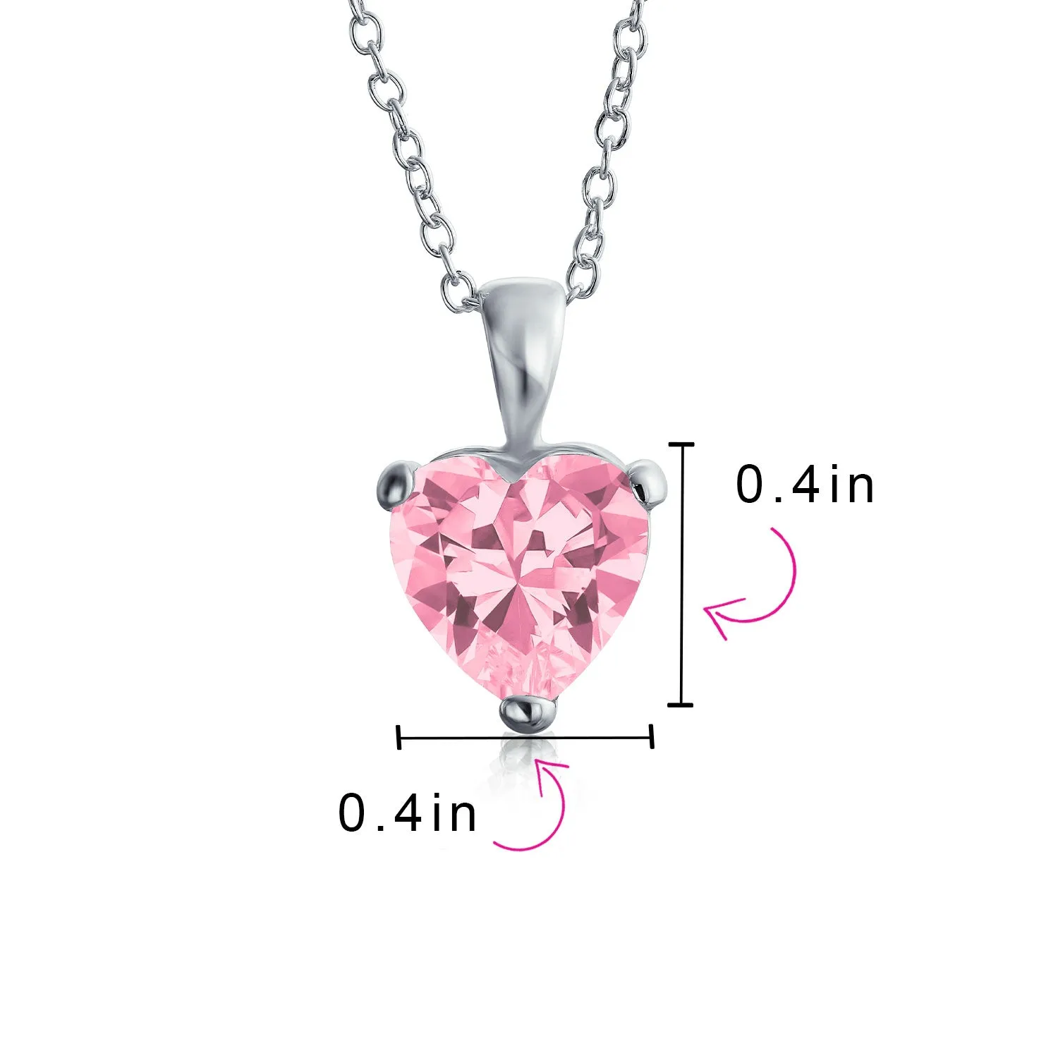 Timeless Elegance Red Pink Heart-Shaped Bridal Necklace - Sterling Silver CZ