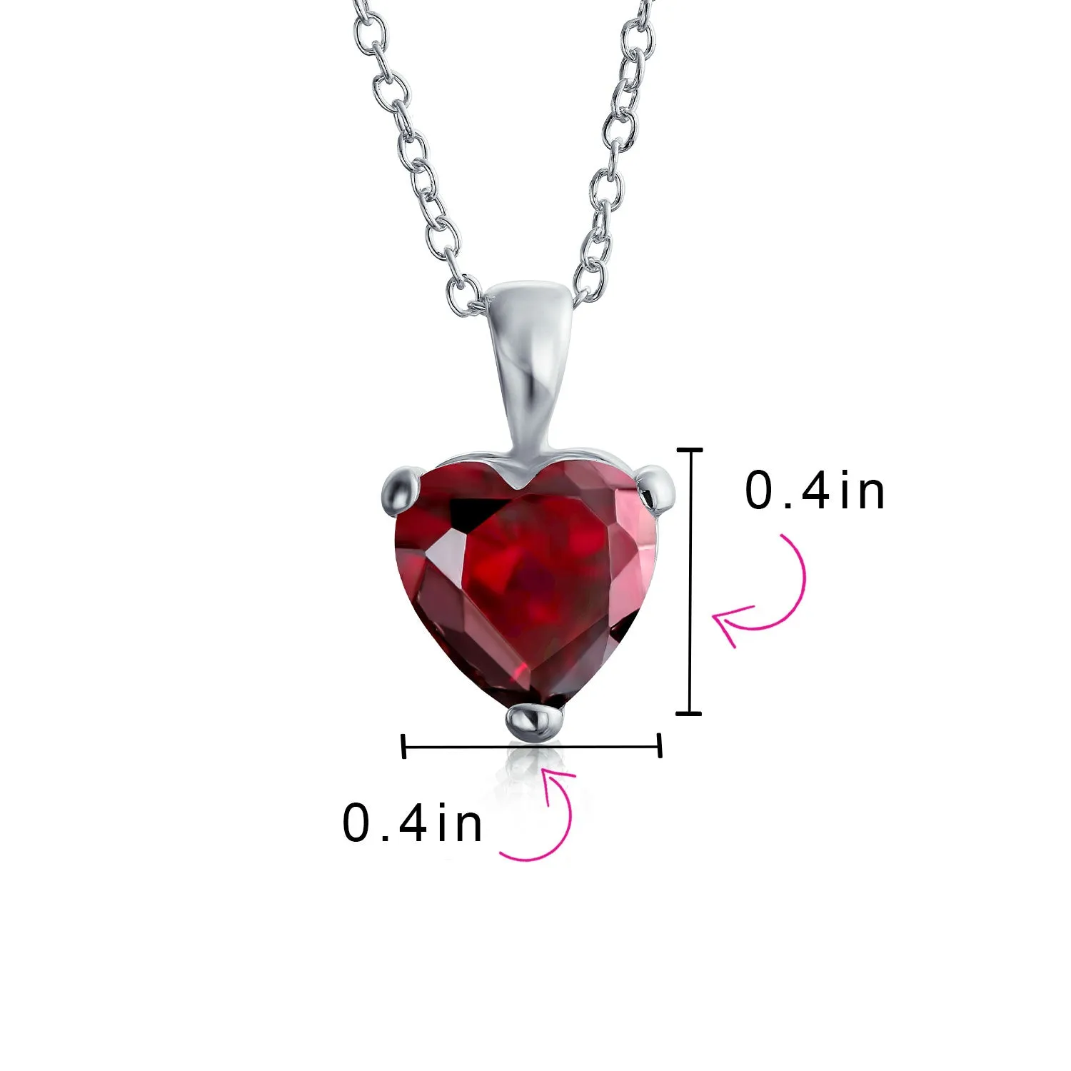 Timeless Elegance Red Pink Heart-Shaped Bridal Necklace - Sterling Silver CZ