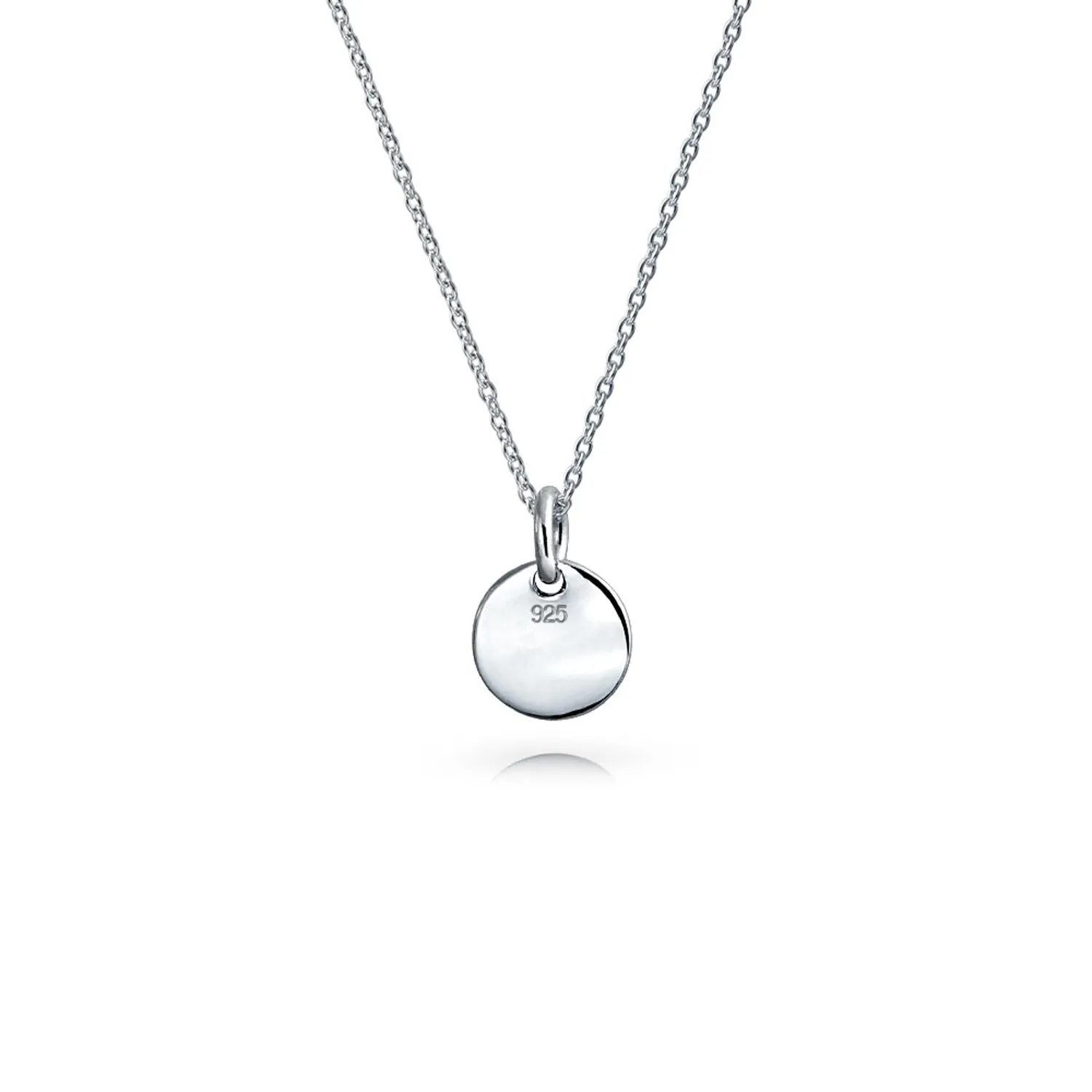 Tiny Minimalist Initial Pendant Necklace Sterling Silver A-Z Alphabet Disc