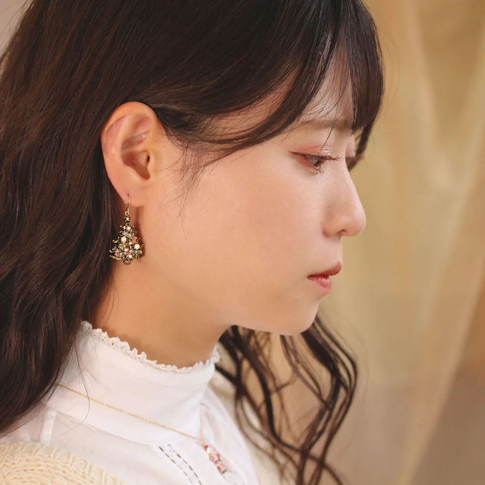 Tree and Cross Drop Earrings