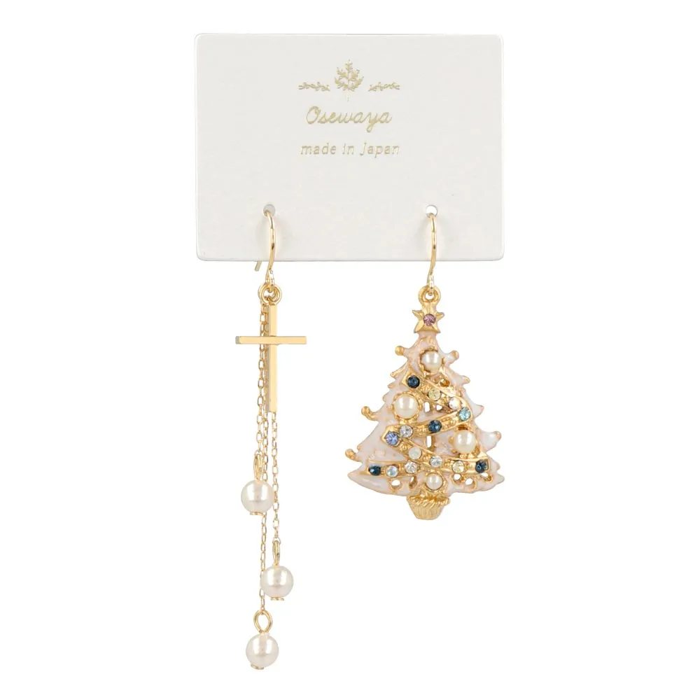 Tree and Cross Drop Earrings