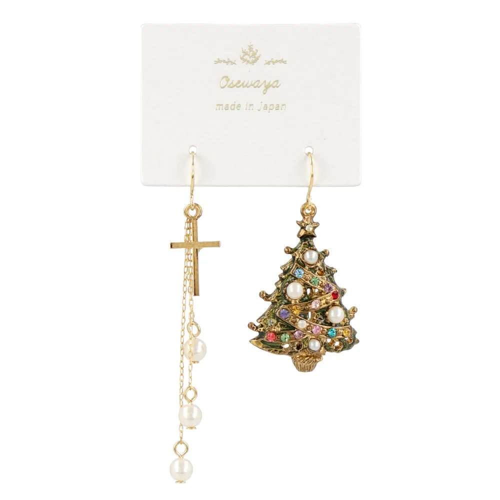 Tree and Cross Drop Earrings
