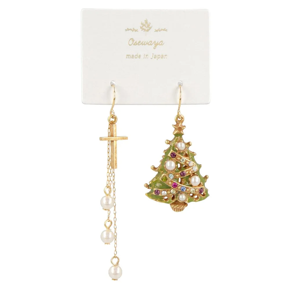 Tree and Cross Drop Earrings