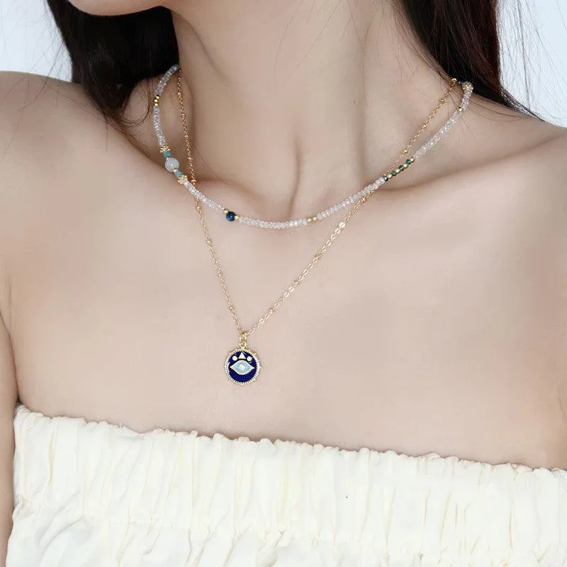 Two Stacked Necklaces With Natural Crystals