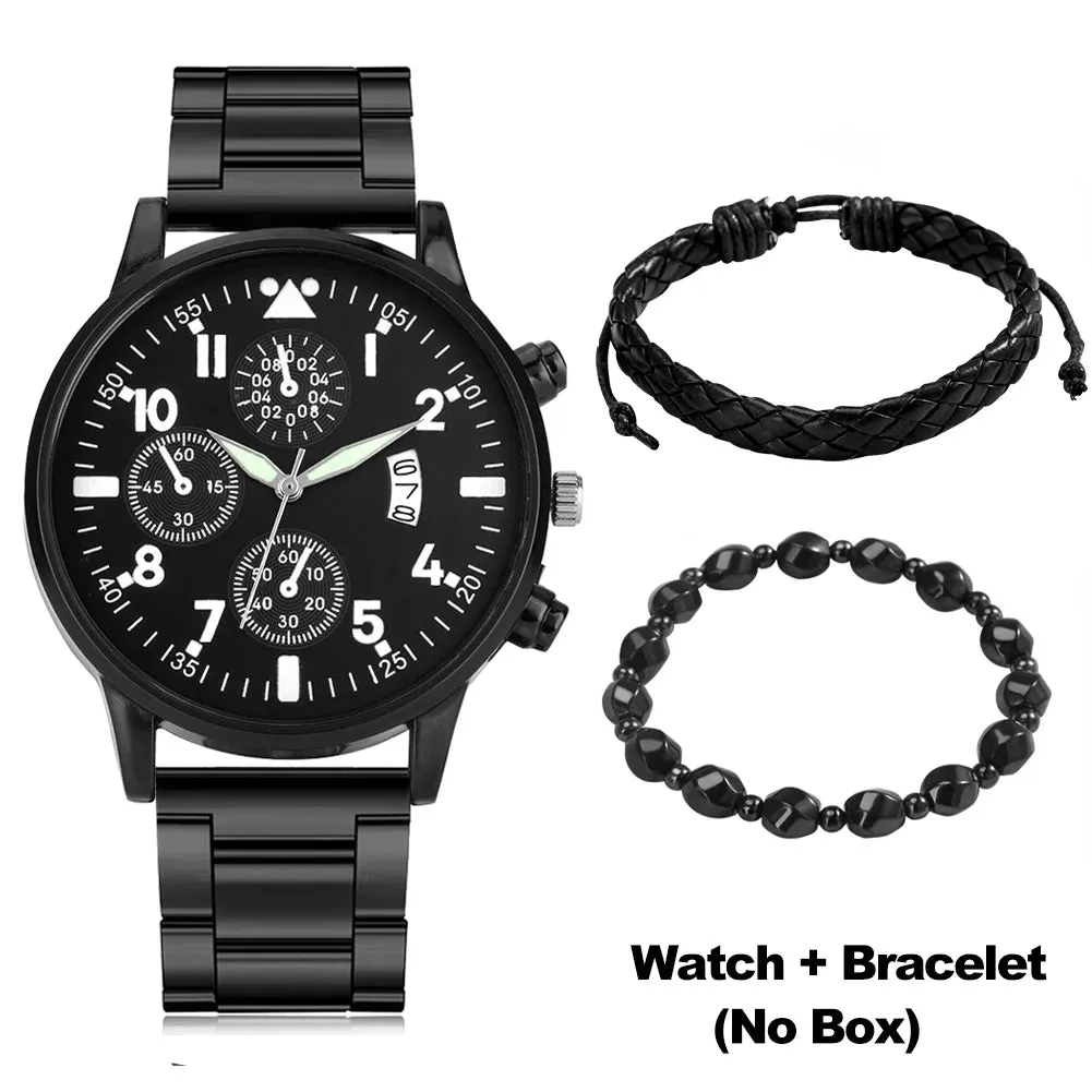 Ultimate Elegance: Luxury Brown Leather Quartz Wrist Watch with Bracelet Set for Men - Fashionable Business Style and Perfect Relogio Masculino Gift Set