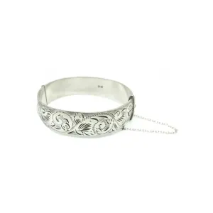 Vintage 1960's Etched Sterling Silver Bangle Bracelet