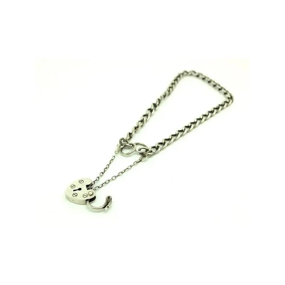 Vintage 1970's Sterling Silver Heart Bracelet