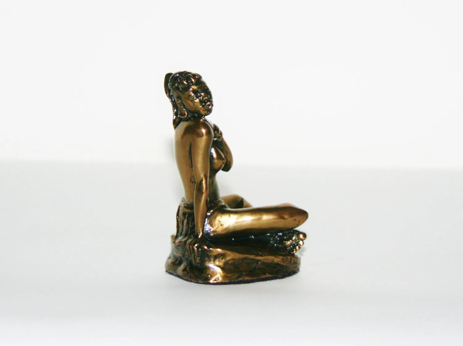 Vintage Bronze African Female Semi Nude Sitting 20th Century