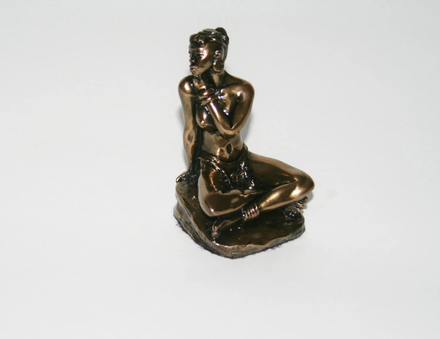 Vintage Bronze African Female Semi Nude Sitting 20th Century