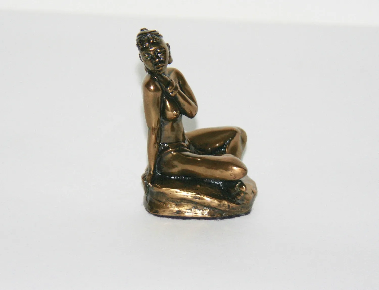 Vintage Bronze African Female Semi Nude Sitting 20th Century