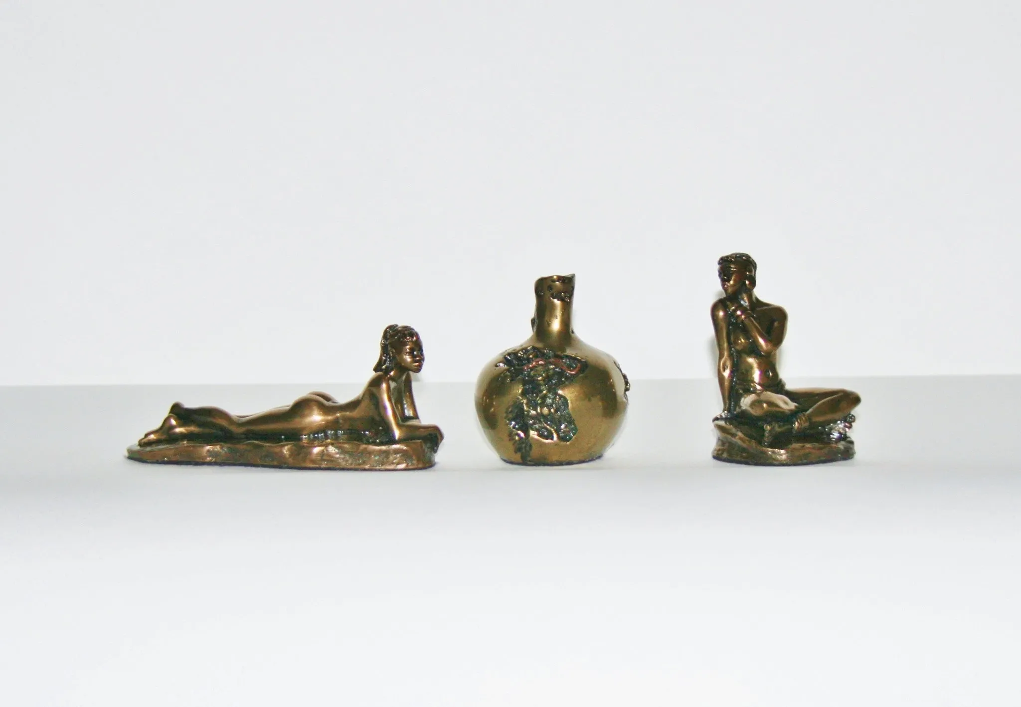 Vintage Bronze African Female Semi Nude Sitting 20th Century