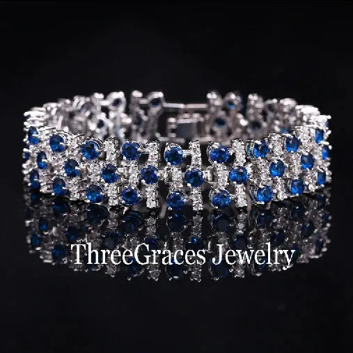 White Gold Color Luxury Crystal Stone Big Bracelets Bangles For Women