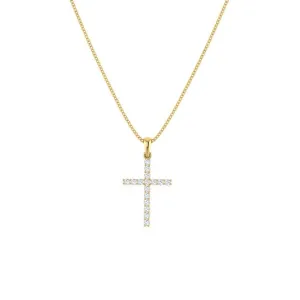 Yellow Gold Diamond Cross Necklace