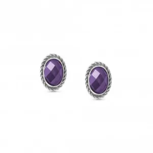 Zirconia Oval Rich Purple Earrings 027801/001